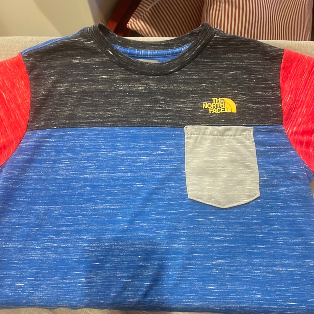 North Face- red,navy,light blue,gray L/G Boys t-shirt.